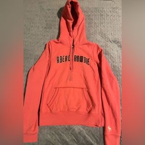 Abercrombie & Fitch 1/4 zip hoodie women’s size large coral pre-owned condition